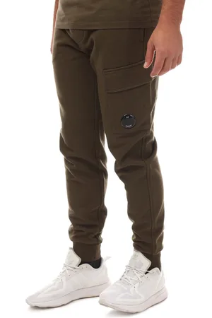 C.P. Company Heren- Diagonaal Verhoogde Fleece Cargo Sweatpants in Khaki