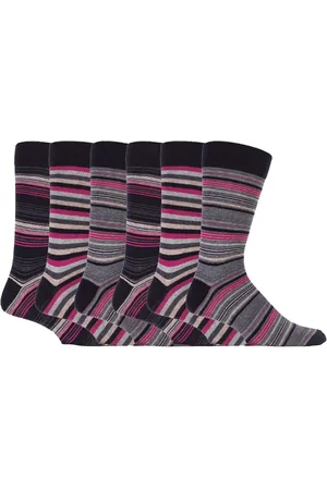 Sock Snob Set van 6 herensokken met gestreept katoen, rijk aan casual kleding - Tokyo