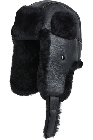 Infinity Heren Zwarte RAF Aviator Schapenvacht B-55 Trapper Hoed Winter Warme Leren Navigator Hoed