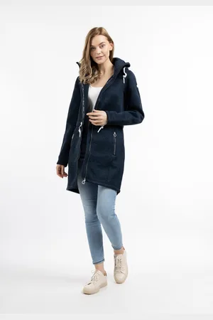 Dreimaster Gebreide fleece jas Dames marine gem