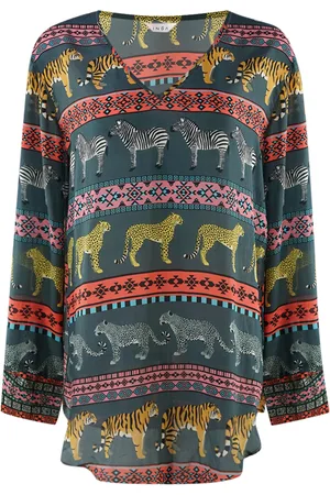 INOA Masari Mara 1202110 Long Sleeve Grey Silk Fish Top