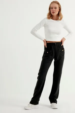 HERITA Zwarte broek met elastische taille, losse pasvorm