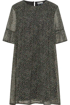 Dreimaster Jurk Dames Zwart Veelkleurig
