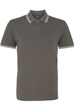 Asquith Heren Klassiek Fit getipt Poloshirt (Houtskool/Wit)