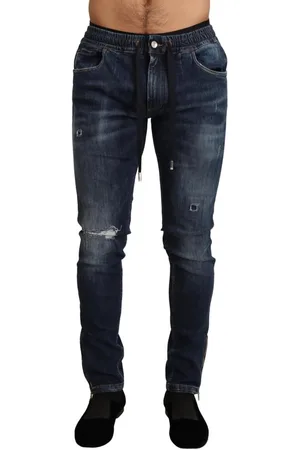Dolce & Gabbana Prachtige Donkere Skinny Gescheurde Denim Jeans