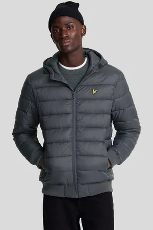 Lyle & Scott Merk gunmetal grijs gewatteerd jack met capuchon