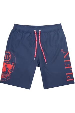 Philipp Plein PP doodshoofd marineblauwe zwembroek