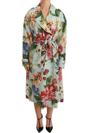 Dolce & Gabbana Trenchcoat met dubbele rij knopen en bloemenprint
