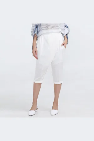 Smart & Joy Satijnen trim Capri op maat gemaakte broek