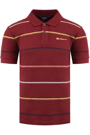 Ben Sherman Gestreept Heren Bourgondisch Polo Shirt