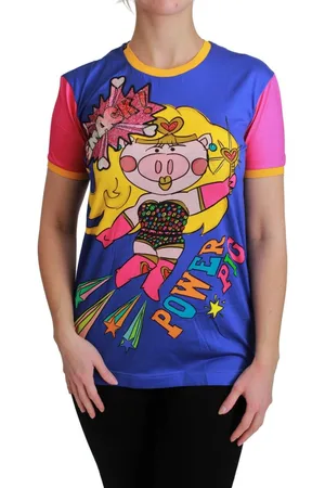 Dolce & Gabbana Paars Varken Supergirl Katoenen T-shirt