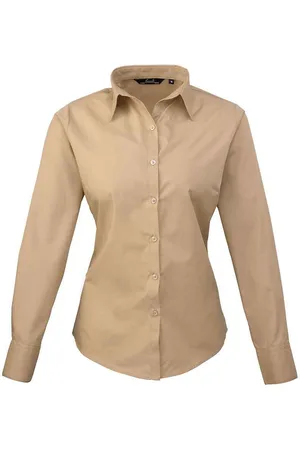 Premier Dames/Dames Shirt Met Lange Mouwen (Khaki)