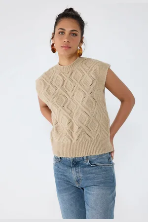 No Matter What Apparel Geometrisch Patroon Mouwloze Gebreide Trui