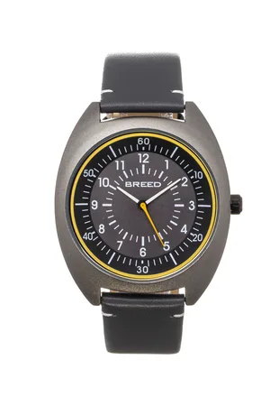 Breed Victor horloge met leren band