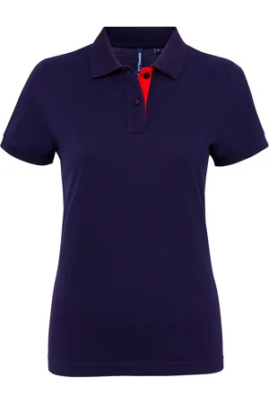 Asquith Dames/Dames Korte Mouwen Contrast Poloshirt (Marine / Rood)