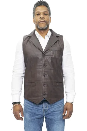 Infinity Heren slim klassiek lederen vest-Bristol