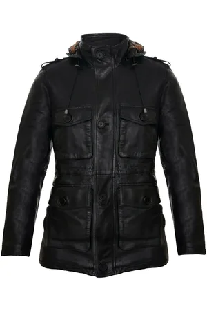 Infinity Leren trenchcoat met meerdere zakken en capuchon