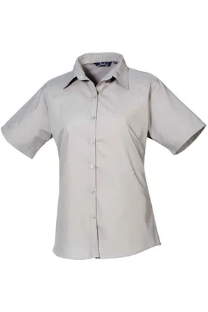 Premier Dames/Dames Popeline Blouse met Korte Mouwen