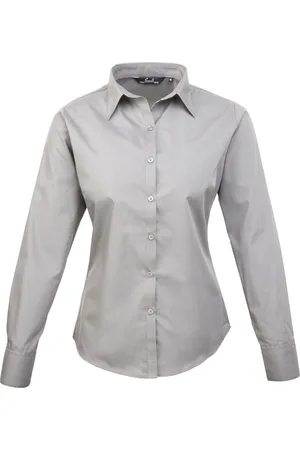 Premier Dames/Dames Popeline Blouse met Lange Mouwen