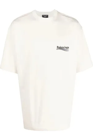 Balenciaga Politieke campagne geborduurd logo blauw gestreept T-shirt in
