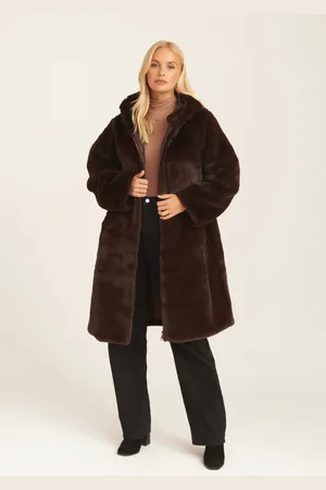 Gini London Lange jas met capuchon van imitatiebont