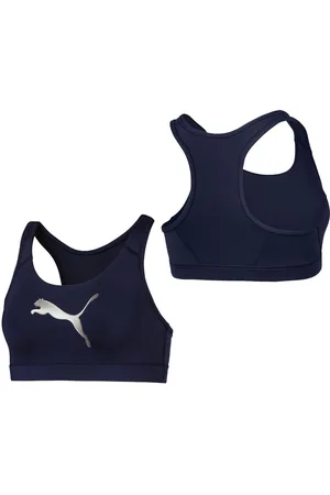 PUMA Graphic Logo Mid Impact Marineblauw Dames Sportbeha 516996 05
