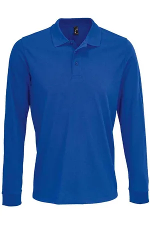 Sols Unisex Prime Pique Polo voor volwassenen met lange mouwen (Koningsblauw)