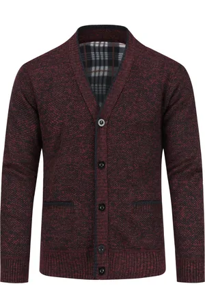 Allthemen Herenvest met opstaande kraag met twee zakken en knopen voor de winter, bordeaux