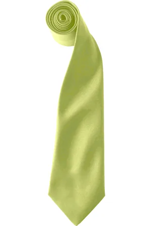 Premier Kleuren Heren Satin Clip Tie (Pakket van 2) (Kalk)