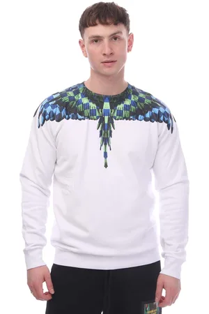 MARCELO BURLON Heren Chess Wings Regular Crewneck Sweatshirt in Witblauw