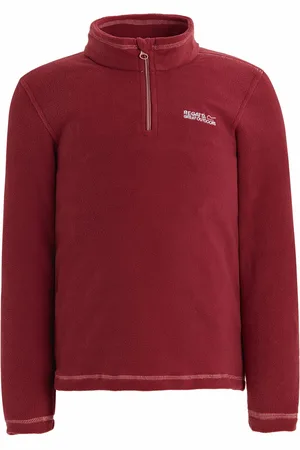Regatta Geweldige Outdoors Kinder Hot Shot II Half Zip Fleece Hoodie (Donkerrood)