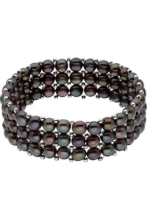 Diadema Manchet armband 3 rijen Black Pearl Zoetwater 925