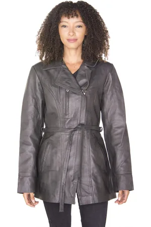 Infinity Dames leren lange bikerjack-muscat