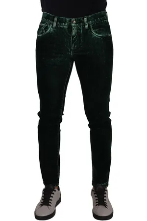 Dolce & Gabbana Prachtige Groene Katoenen Stretch Skinny Slim Fit Jeans