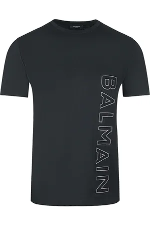 Balmain Brand Embossed Logo Black T-Shirt