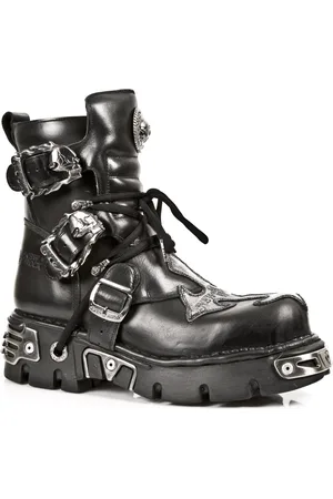 New Rock Silver Cross lederen bikerlaarzen-407-S1