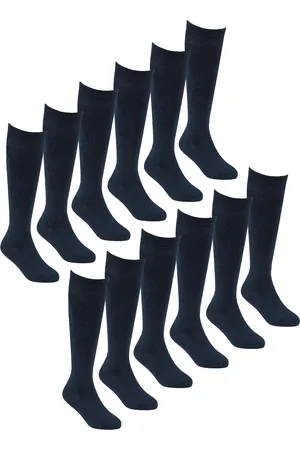 Sock Snob 12 Paar Meisjes Bamboe Kniekousen, Lange Schoolkousen voor Kinderen - Marineblauw