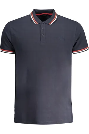 Roberto Cavalli Marineblauw poloshirt met Cavalli-klasse getipte kraag en logo