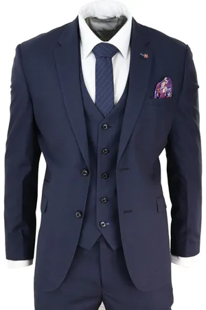 Infinity Heren 3-delig marineblauw op maat gemaakt retro klassiek pak