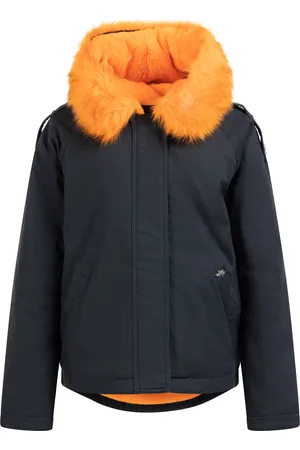 myMo Winterjas houduwarm Dames marine oranje