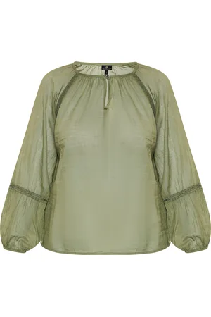 Dreimaster Katoenen blouse Dames olijfgroen