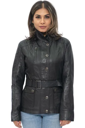 Infinity Dames militaire stijl lederen bikerjack-Phoenix