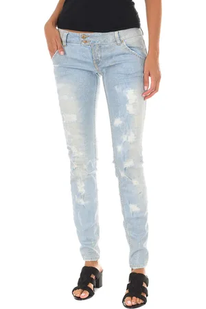 Met Lange denim broek gescheurd effect en smalle zomen 10DBF0115 vrouw