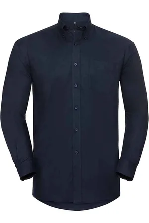 Russell Athletic Russell Collection Heren Oxford Easy-Care Formeel Overhemd Met Lange Mouwen (Heldere marine)
