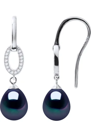 Diadema Oorbellen Hooks Zoetwater Parels 89mm Black Peren Sieraden 925