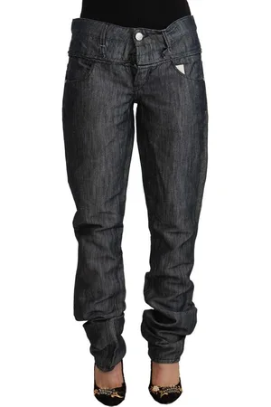 ACHT Donkere Ramie Rechte Denim Jeans Met Middelhoge Taille