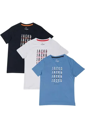 JACK & JONES Jongens Jack and Jones Delvin 3-pack T-shirts in Blauw , Wit