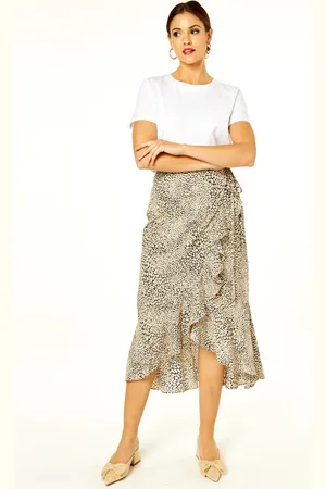Gini London Midi-rok met ruches en dierenprint