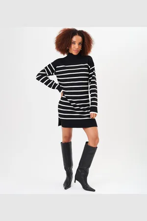 Gini London Oversized tuniekjurk met hoge hals en strepen