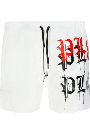 Philipp Plein Melting Logos White Swim Shorts